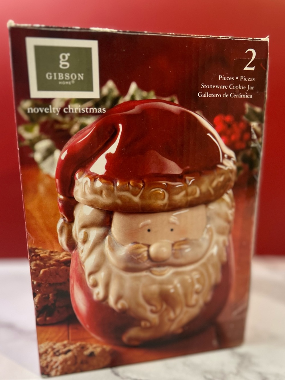 Gibson Red and Cream Santa Cookie Jar
